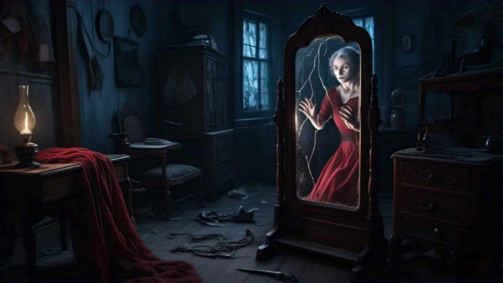 depict a haunting nighttime scene in clara s